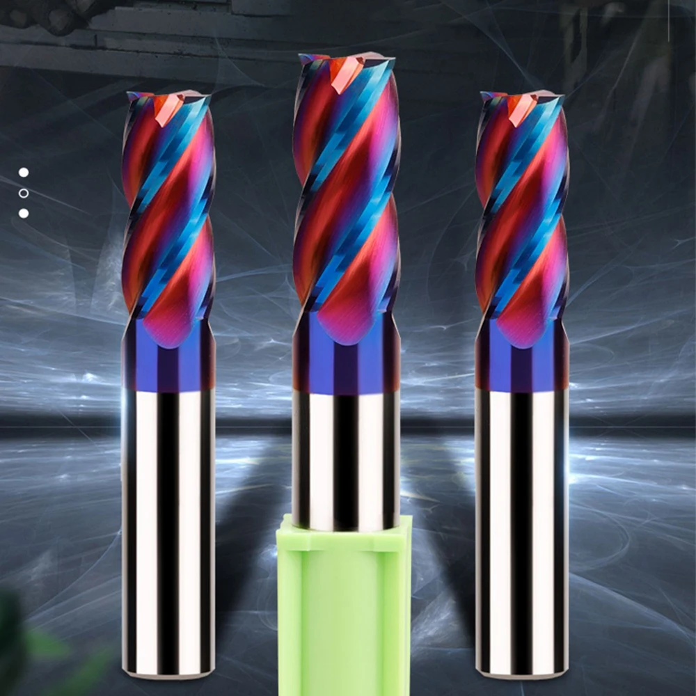 1pcs R0.2 R0.5 R1 4 Flute Carbide Bull Nose Mills HRC65 Round Nose Tungsten Steel Milling Cutter CNC Center Lathe Machine Tools