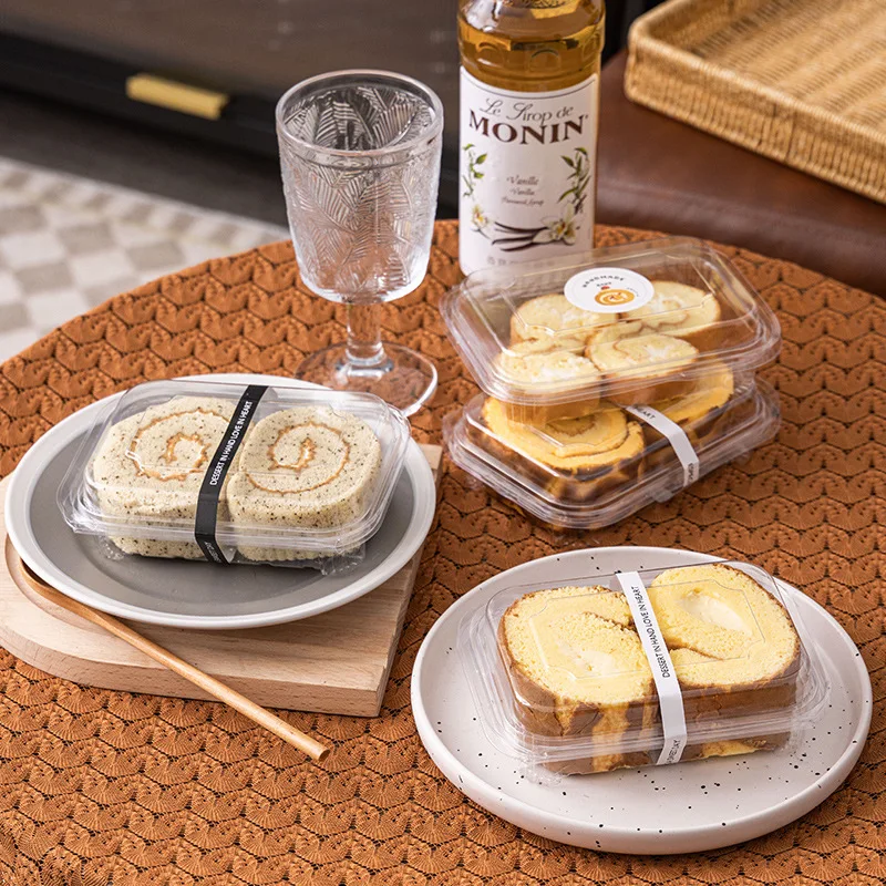 50 個の透明なプラスチックのテイクアウト容器使い捨てクラムシェルデザート容器蓋付きサラダサンドイッチスイスロールケーキボックス