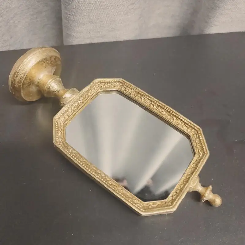 

Home Decoration European Retro Desktop Makeup Mirror Nostalgic Gold Living Room Dressing Table Ornaments Gothic
