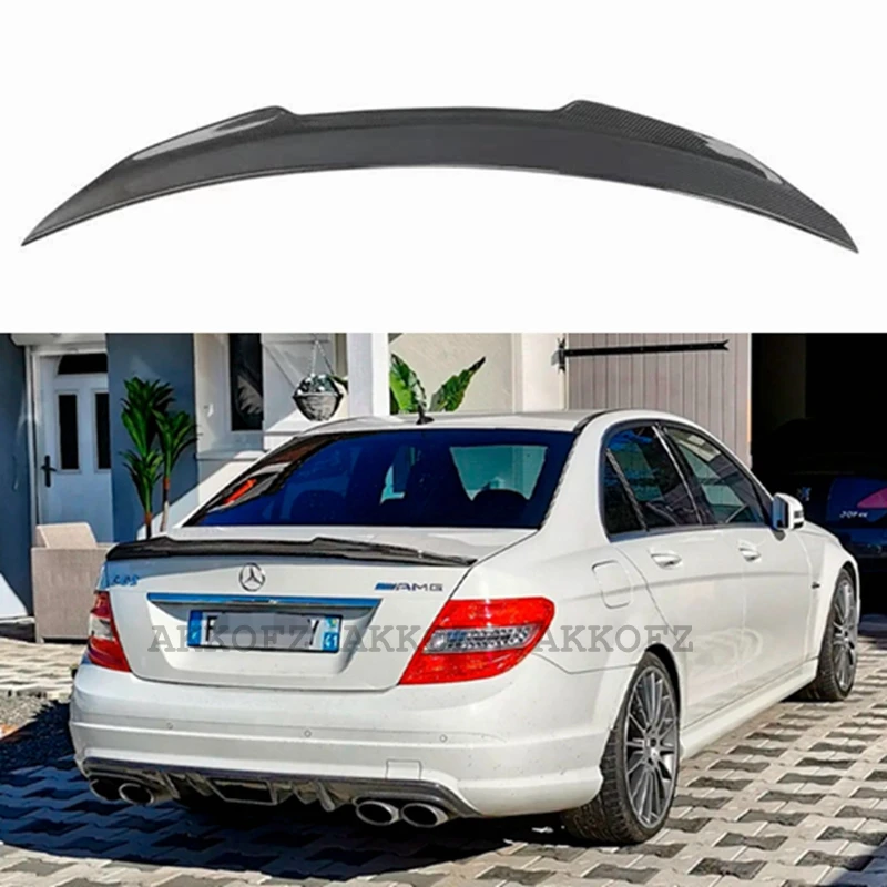 

For Mercedes-Benz C-Class W204 4-Door C180 C200 C220 C260 C300 PSM Style Carbon Fiber Rear Spoiler Trunk Wing 2007-2014