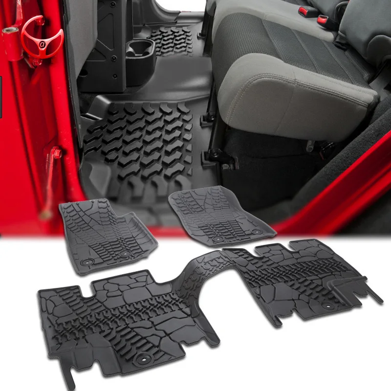 

2 Doors 4 Doors Black Waterproof Rubber Car Floor Mat Anti-slip Carpet for Jeep Wrangler JK 2007-2017 Interior Accessories