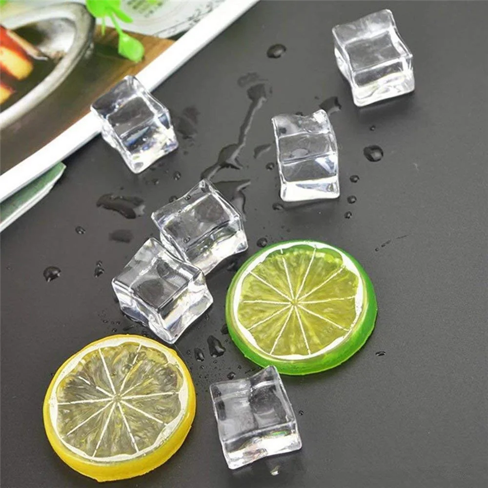 5pcs Photography Props Artificial Ice Cubes Acrylic Fake Crystal Cubes Drinks Whiskey Beer Display Wedding Bar Party Decor