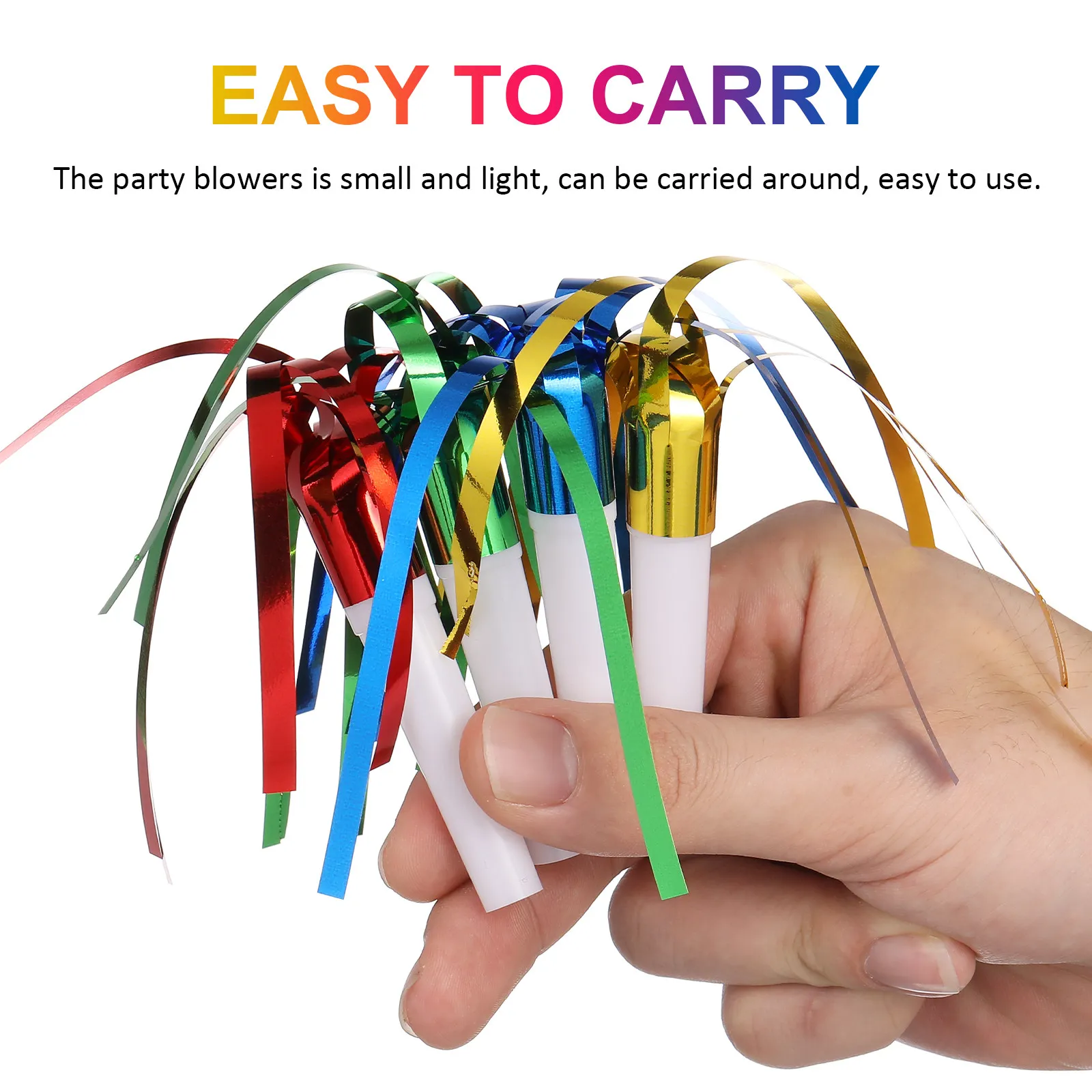 8Packs Birthday Blowers Loud Plastic Party Noisemakers Metallic Blowout Party Favors for Adults Kids Graduation Sporting Events