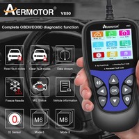 Original Aermotor V850 Fault Code Reader Full OBD2 Function Auto Diagnostic Tool Battery Monitor Multi-languages Fast Shipping