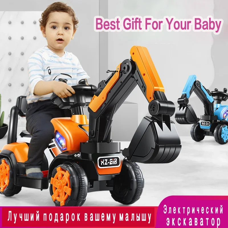 Children\'s Electric ride on Car Can Be Sit Toy Engineering Car Drive Remote Control Excavator Kids gifts Russia Drop Shipping