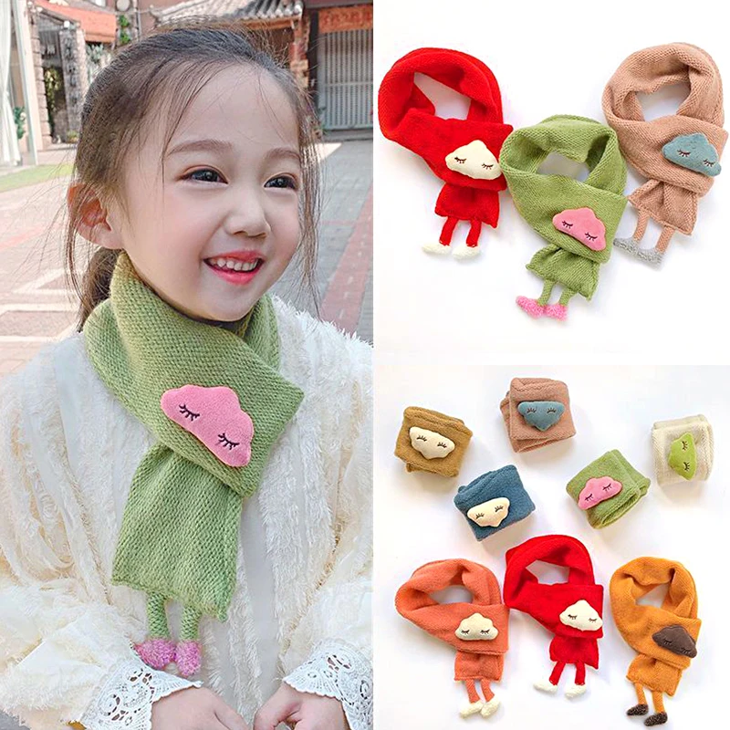 Korean Cute Cartoon Clouds Children's Scarf Winter Baby Neck Guards Scarves Boys Girls Knit Wool Thick Warm Collar Shawl