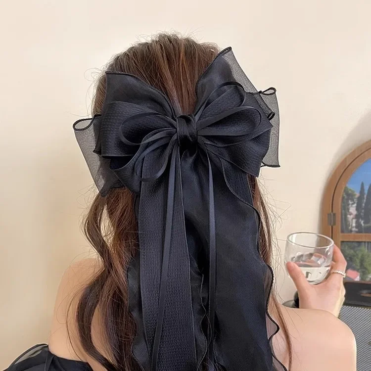 

Jasmine White Mesh Ribbon Bow Flutter Hair Clips Women Back of Head New Premium Feeling Spring Clips Hair Pin Girl Accessoires