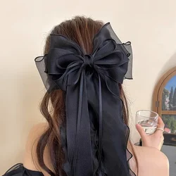 Jasmine White Mesh Ribbon Bow Flutter Hair Clips Women Back of Head New Premium Feeling Spring Clips Hair Pin Girl Accessoires