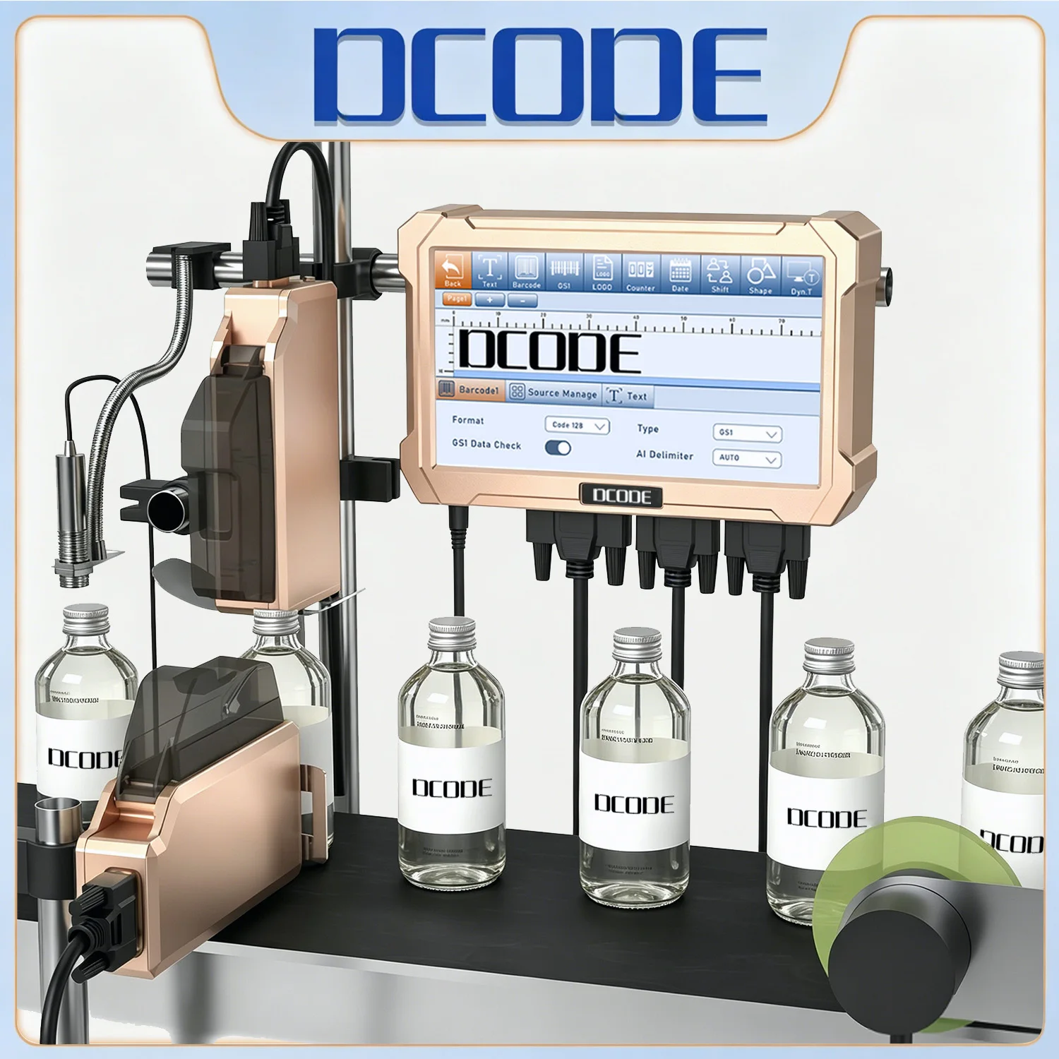 

DCODE PRX1000 25.4MM/50.8MM Online Inkjet Printer Thermal Inkjet Printer Barcode Date Batch Logo Coder Carton Plastic Metal