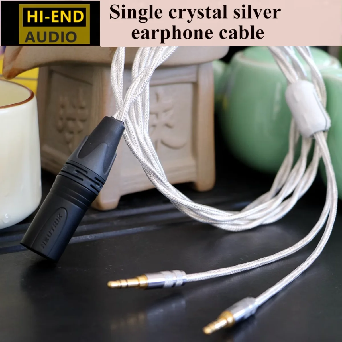 TRANSIENT AUDIO XLR 4-Pin Balanced to Dual 3.5mm Headphone Cable, Single Crystal Pure Silver Wire