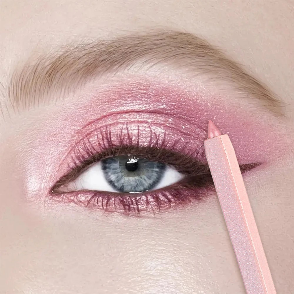 きらめくピンクのアイシャドウペンシル、モノクロのハイライトとブライトニングアイペン、シングルスティック、シマー仕上げのメイクアップアクセサリー、Ca