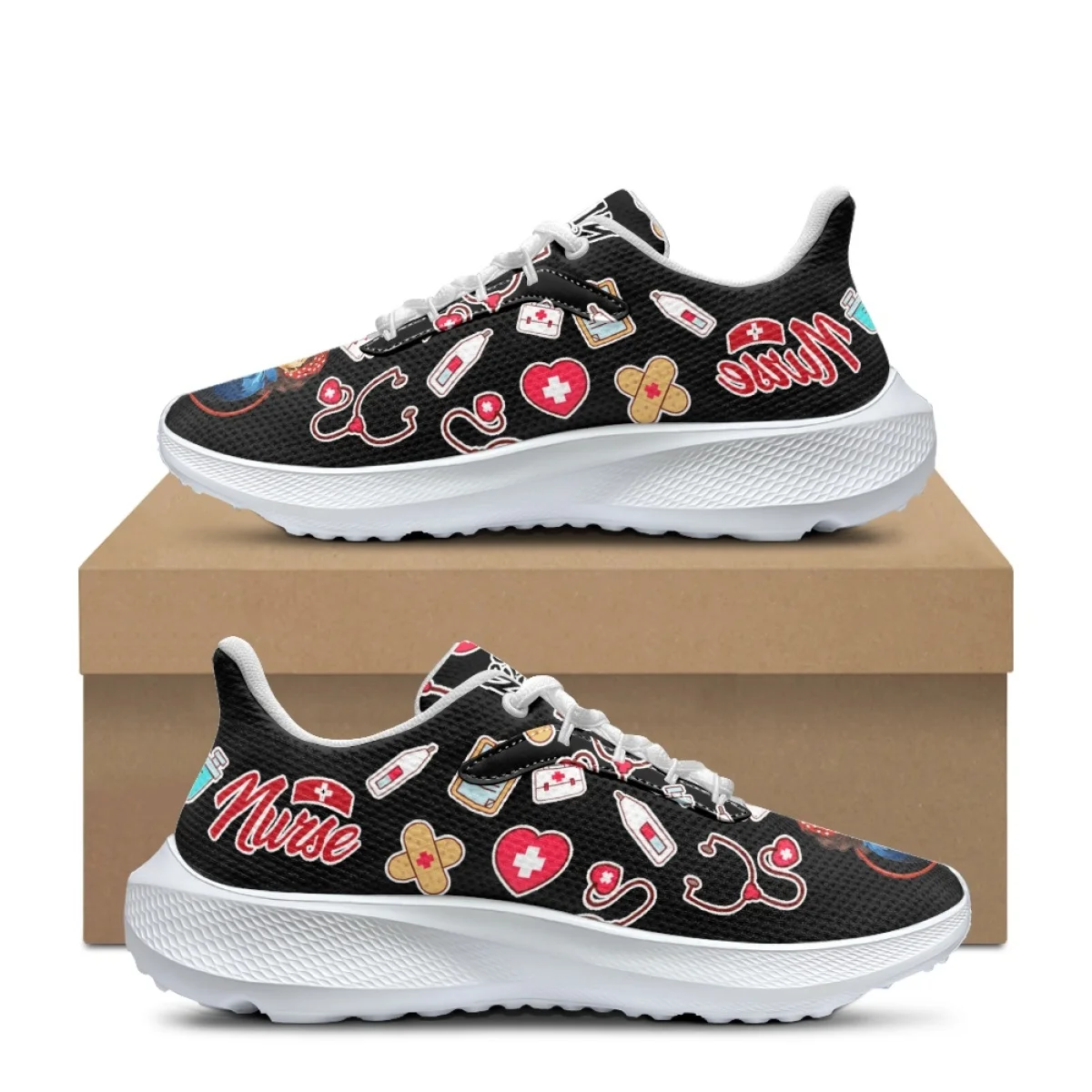 

Women's Summer Sneakers Comfort Breathable Outdoor Sports Lace Up Running Shoes Medical Equipment Printed Jogging Training Shoes