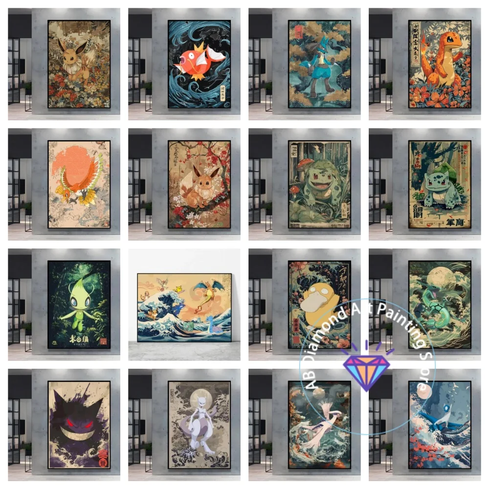 

Pokemon Eevee Anime Square Round AB Diamond Painting Kit 5D DIY Cross Stitch Handmade Art Gift Crafts Home Decor Children Gift