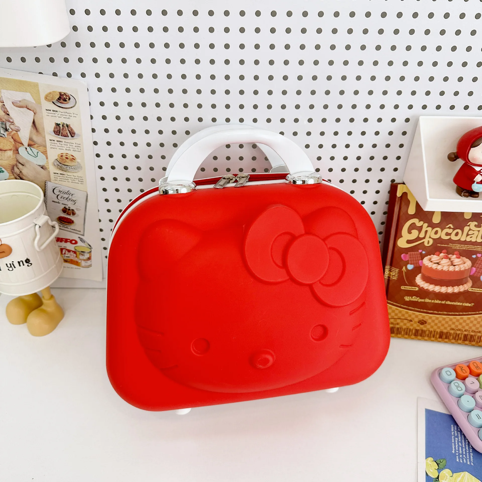 Cute Cartoon Box Sanrio Hello Kitty scatola di trucco portatile ad alta capacità scatola di traino scatola di trucco valigia bambini stazionario ragazza regalo