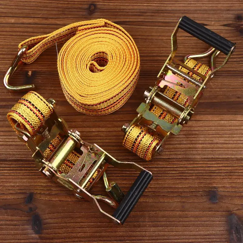 New Heavy Duty Ratchet Tie Down Straps 2/3/4/6 Meter Long Double Hook Lashing Belt For Truck Cargo Securing Transport Binding