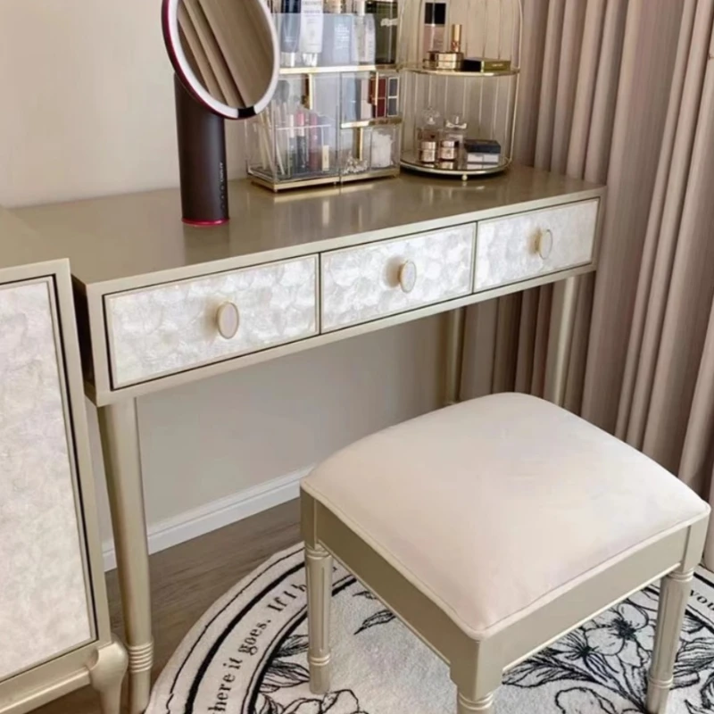 

Dresser American Champagne Bedroom Bedside Desk Makeup Drawer Table Makeup Stool