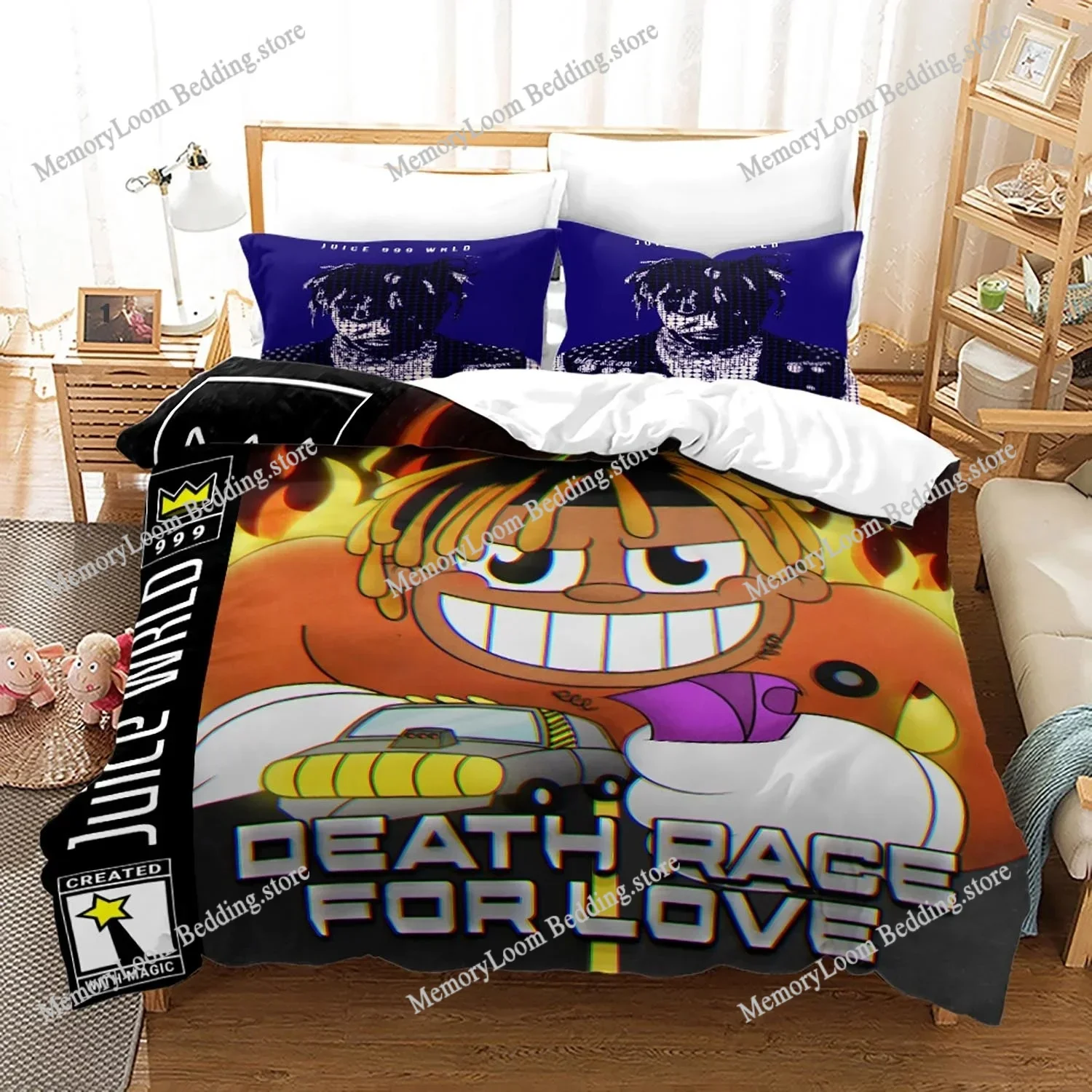 New Juice Wrld Bedding Set Single Twin Full Queen King Size Stars Juice Wrld Bed Set Aldult Kid Bedroom Duvetcover Sets 3D 018
