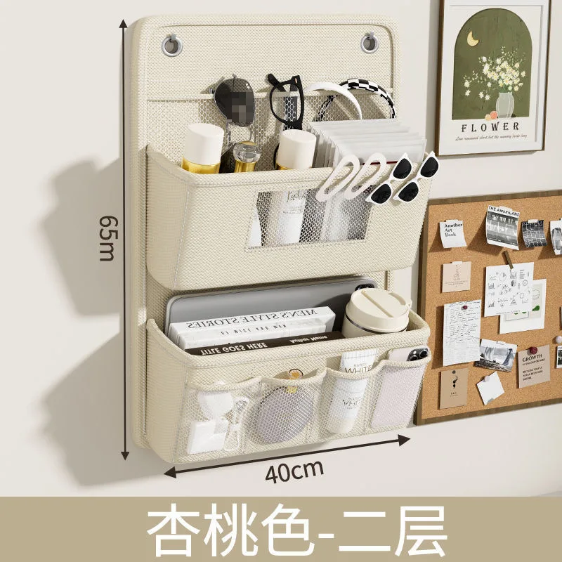 Versatile Gray Wall-Mounted Storage Organizer Multi-Compartment Fabric Hanging Bag with Viewing Window Hooks for Office, Closet