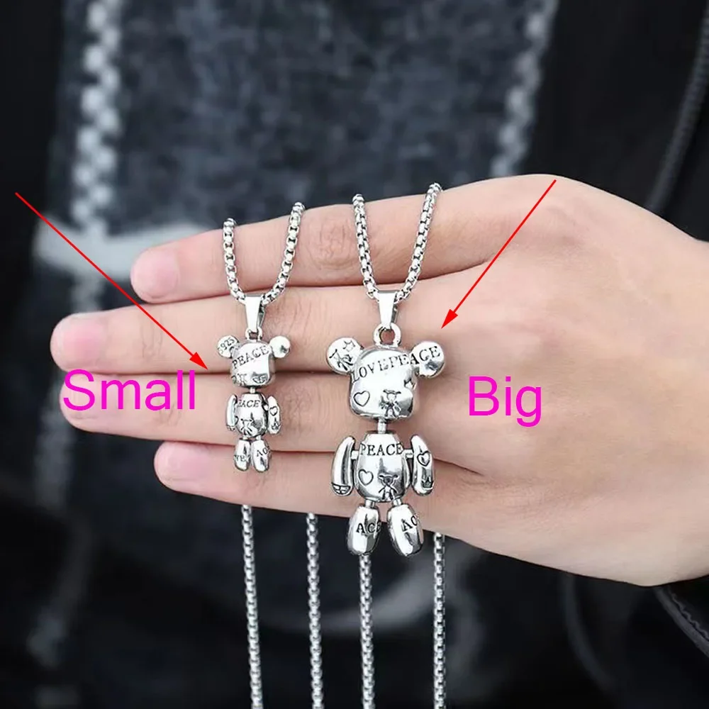 

Personalized Letter Teddy Bear Pendant Necklace Stainless Steel Chain 60cm Collar Jewelry Wholesale Drop Shipping
