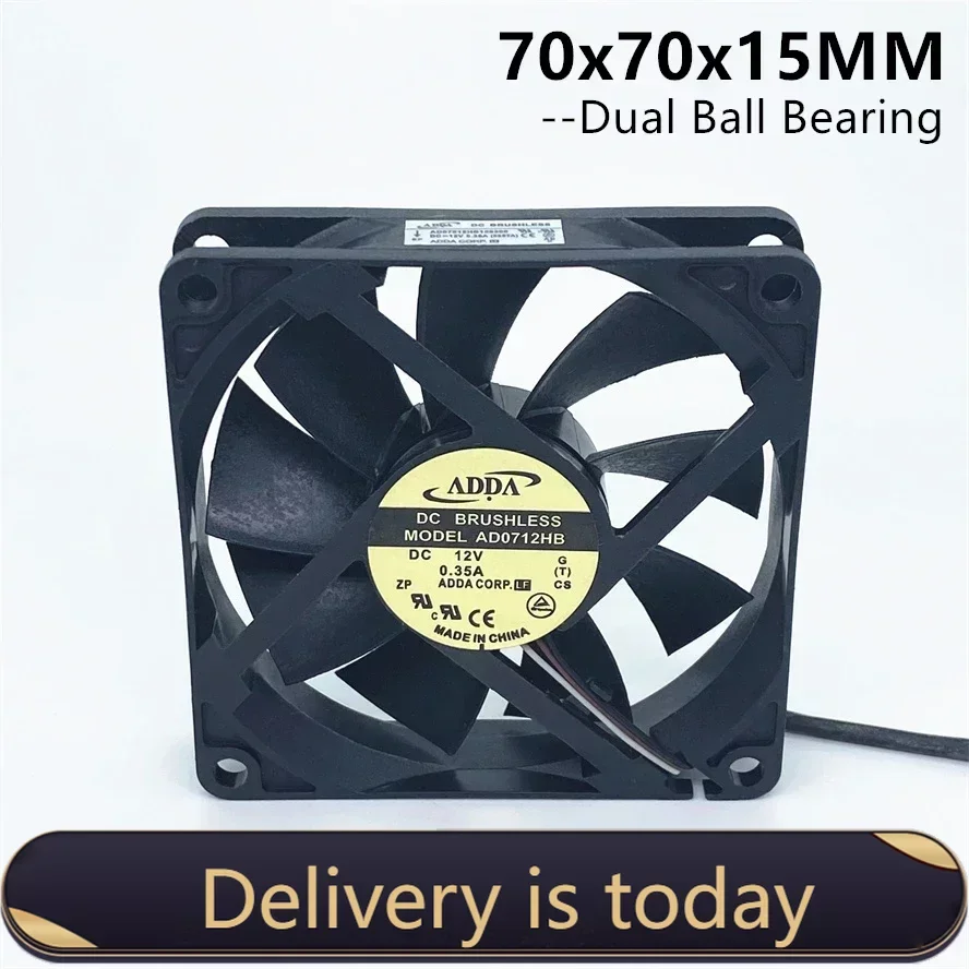 

New ADDA Dual Ball Bearing 7015 70MM 70x70x15mm Case Cooling Fan 12V 0.35A with 3pin