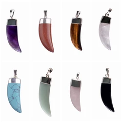 2021 Summer Fashion The New Natural Stone Ivory Horn Pendants Amethysts With Chain Man Snd Women  Best Valentine's Gift