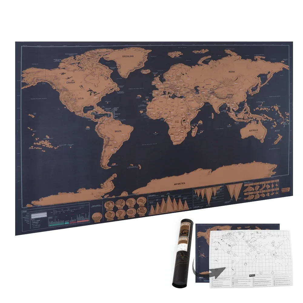 

Deluxe Travel Scratch Off Maps Posters Creative Earth Scratch Maps Travel Maps With Flag for Home Decor Painting Travel Gifts 01