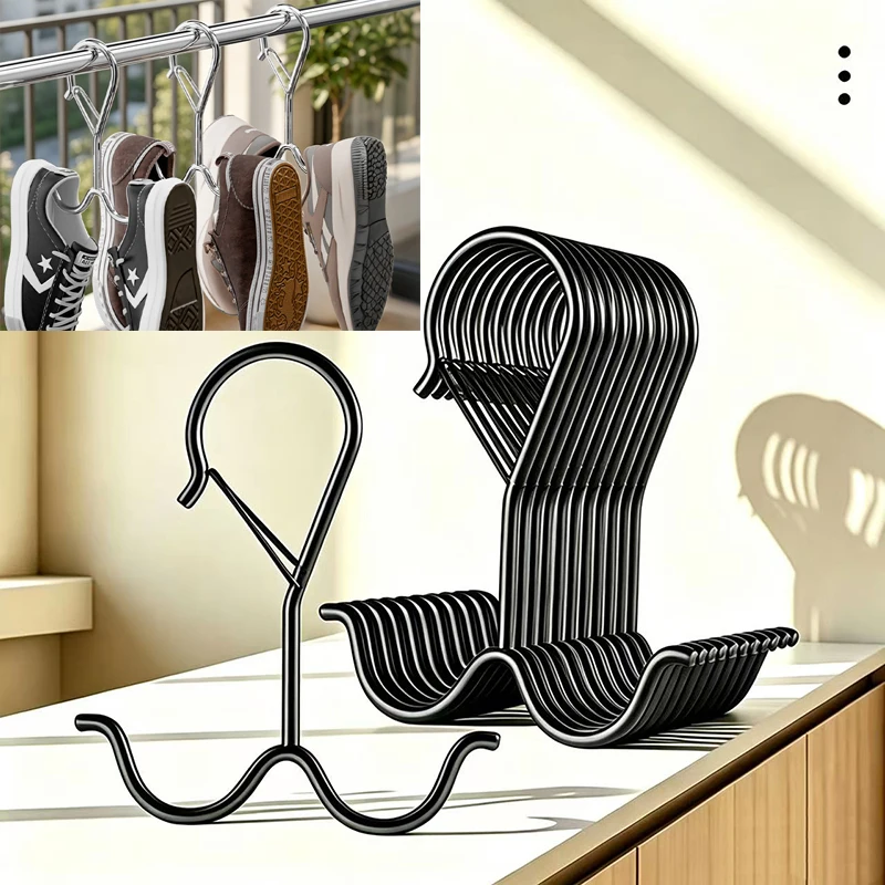Durable Double S-shaped Metal Anti Rust Coating Hook High Load-bearing Windproof Portable Hooks Nail Free Installation Hanging