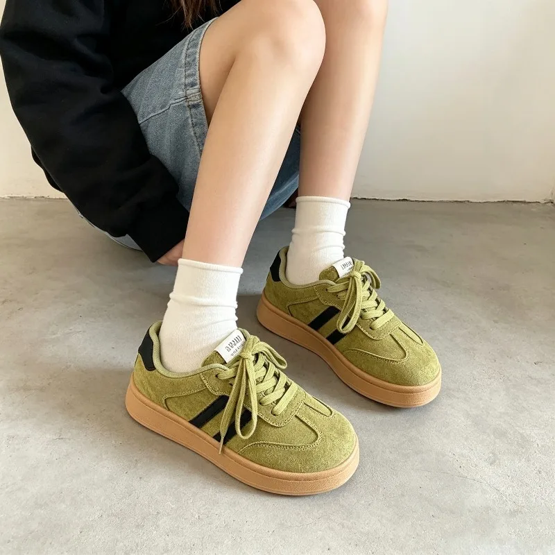 Women's Sneakers Fashion Versatile Striped Design Thick Sole Loafers 2026 New Round Toe Comfort Low Top Women Shoes Кеды Женские