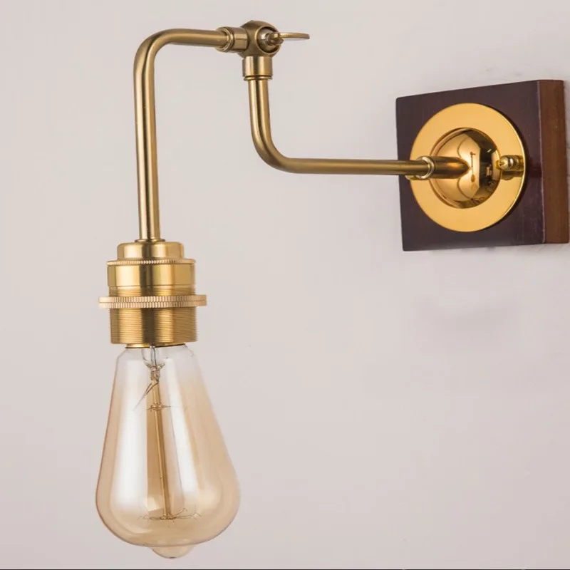 

American Retro Brass Minimalist Wall Lamps Bedroom Bedside Hallway Loft Staircase Coffee Shop Adjustable Folding Sconces Lights