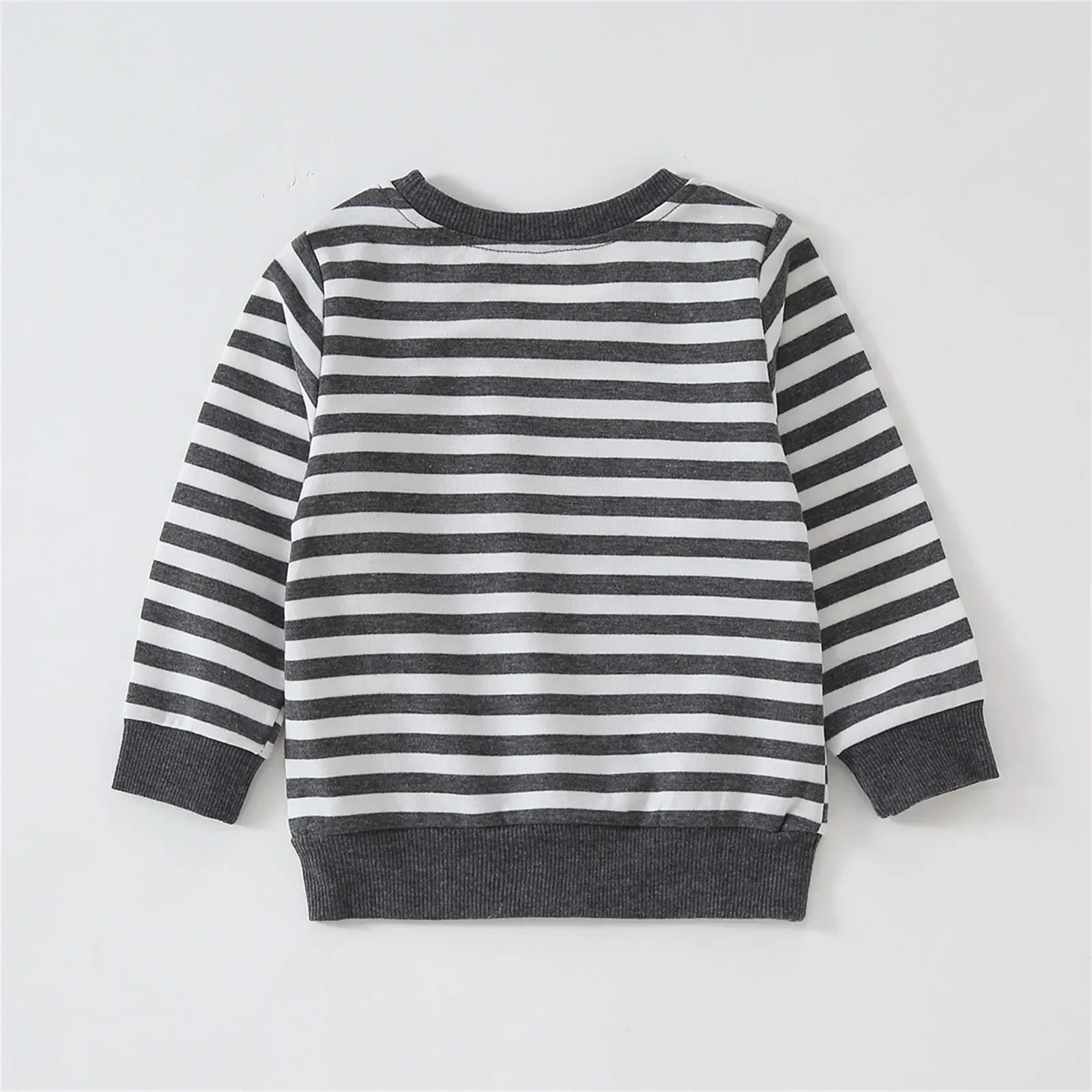 PatPat Baby Boy/Girl Solid/Striped Crewneck Long-sleeve Pullover Sweatshirt Soft and Comfortable  Perfect for Outings