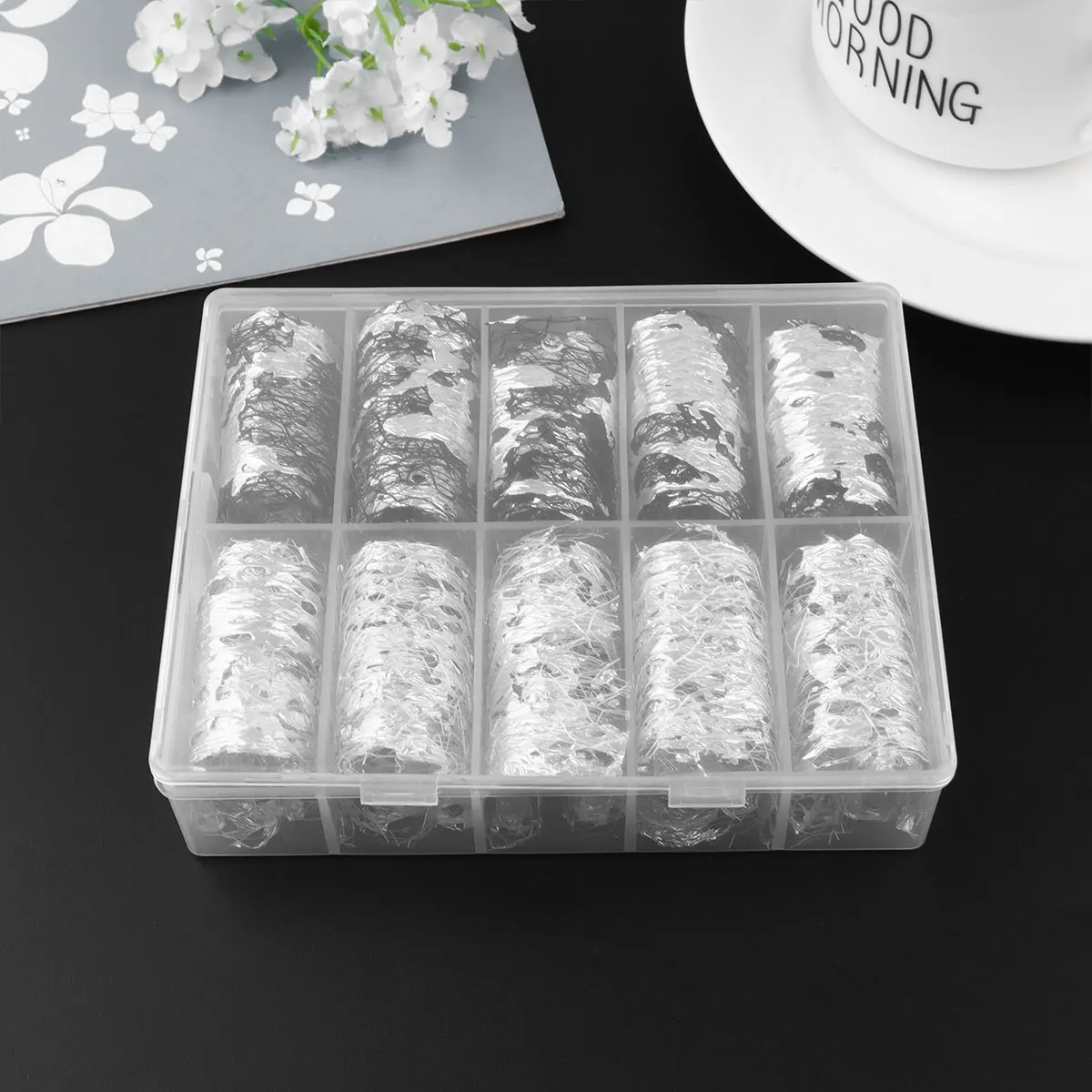 

1 Box Silver Gold Foil Nail Stickers Mesh Manicure Decal Art Net Line For Women Uv Gel Acrylic Polish Party Event Decoration