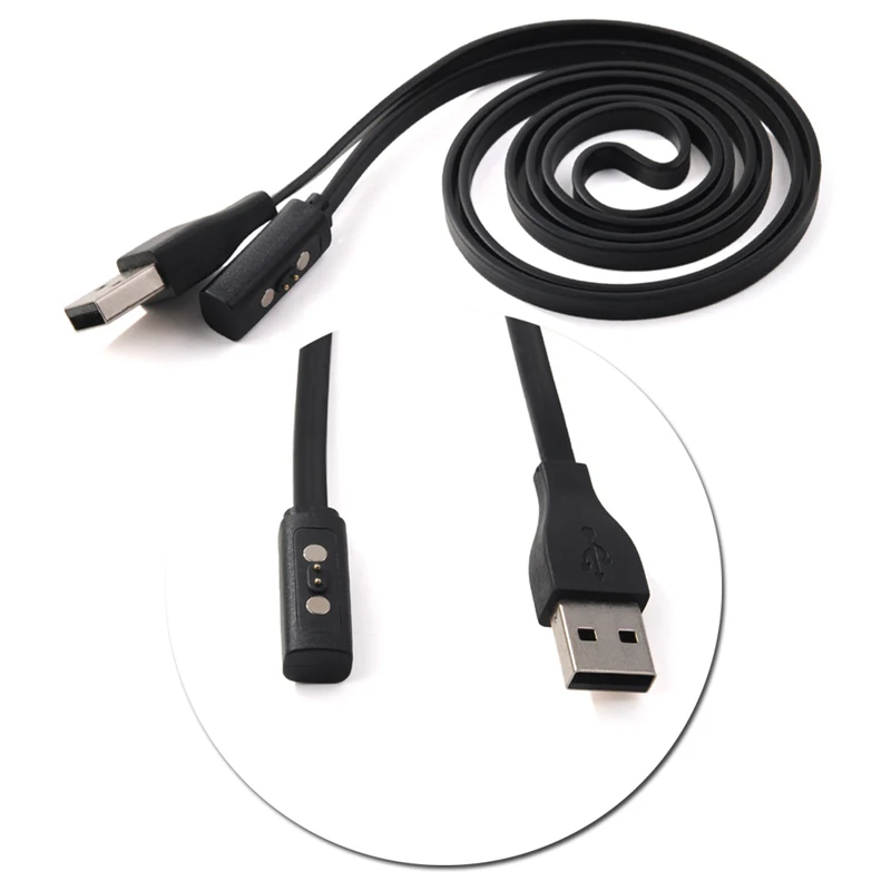 Black USB Charger Charging Cable For Pebble Time Round/ Time Smart Watch/ Time 55KC