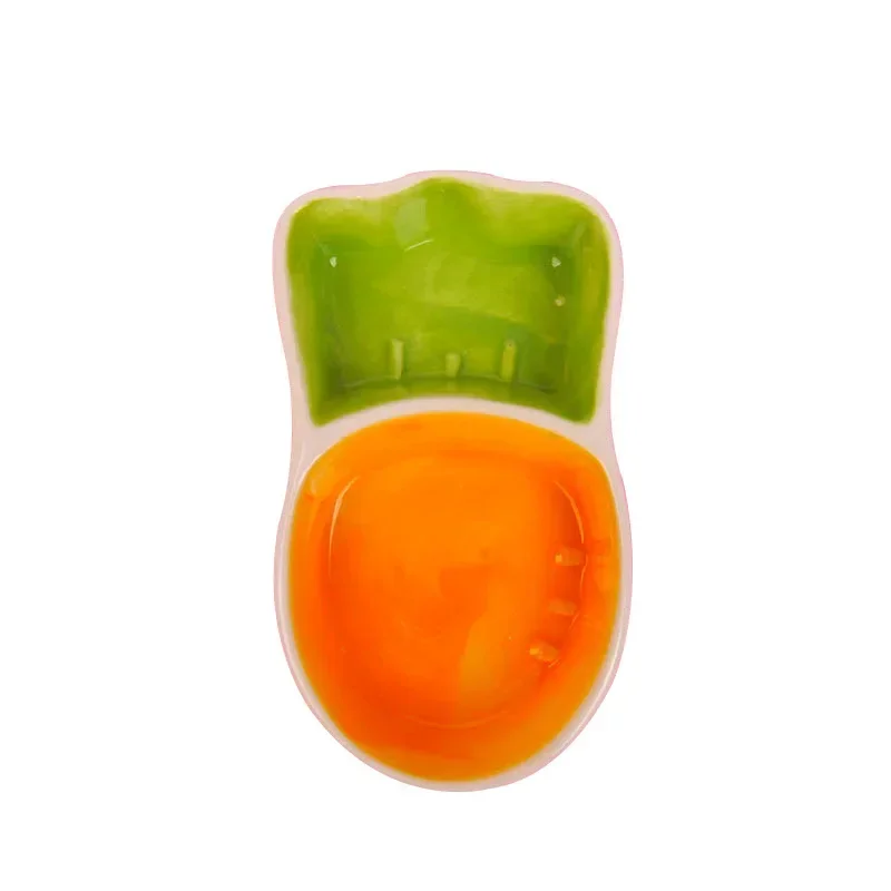 Cute Food Water Feeding Bowls Cartoon Carrot Rabbit Shape Ceramic Bowl for Small Animals Hamster Pet Feeding Supplies