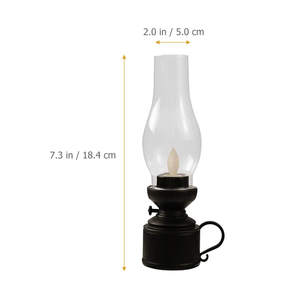 Electronic Kerosene Lamp Vintage Oil Kerosene Lantern Glass Motion Chimney LED Windproof Lampshade Christmas Party Night light