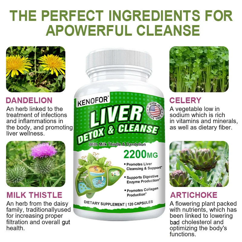 Liver Support Capsules, Milk Thistle, Dandelion, Liver Cleanse, Gastrointestinal & Cardiovascular, Energy & Vitality Maintenance