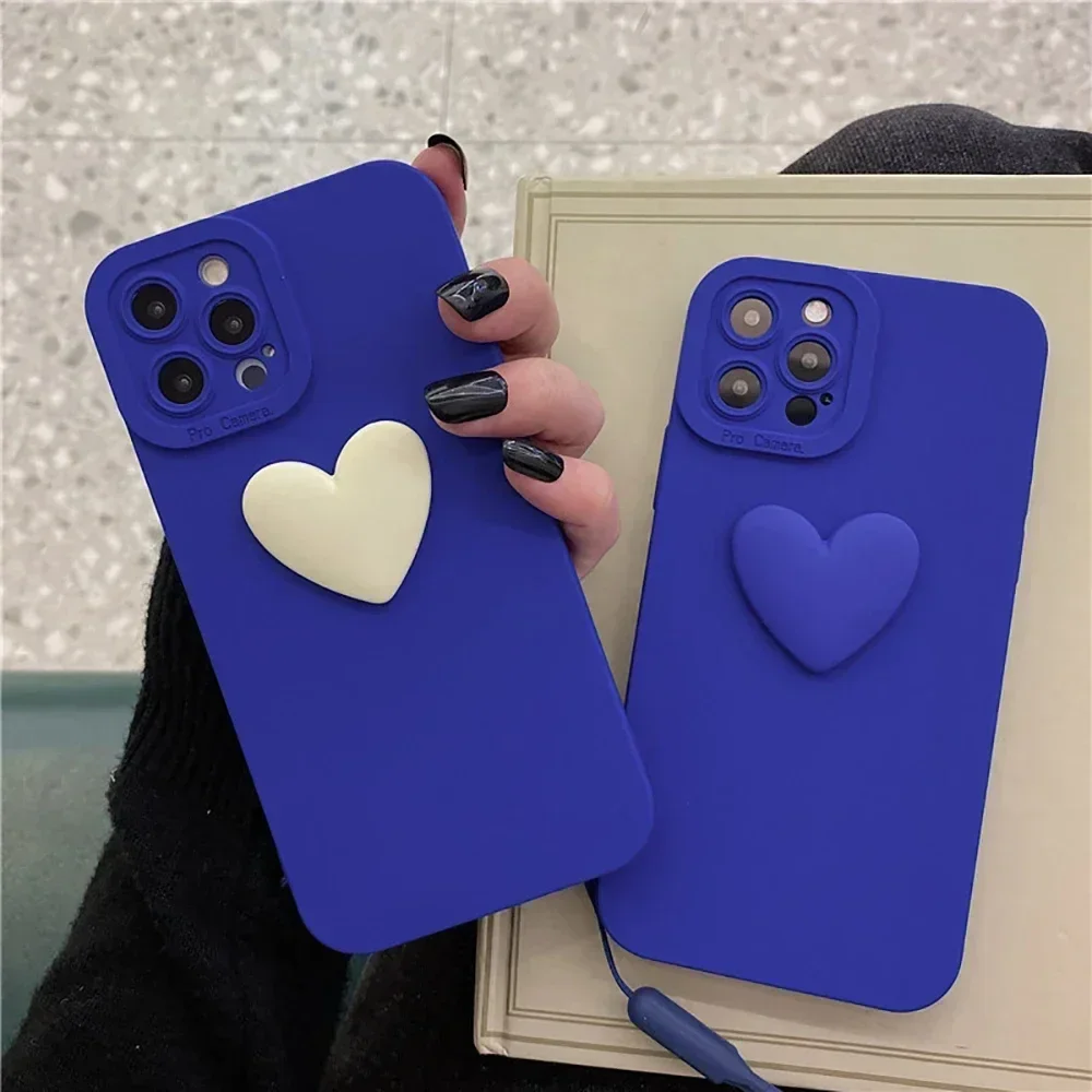 

3D Wine Red Matte Cute Love Heart Soft Phone Case For iPhone 12 11 13 14 Pro XS Max XR 7 8 plus Lovely Silicone Back Cover Case
