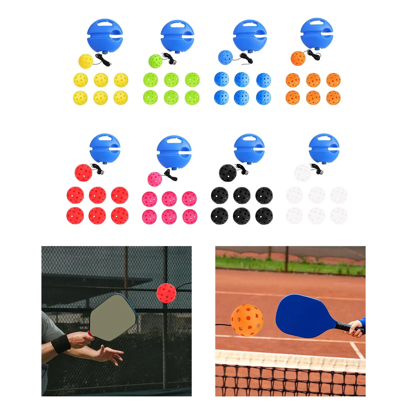 Treinador de pickleball com 7 unidades de bola portátil de jogador único Pickleball Trainer