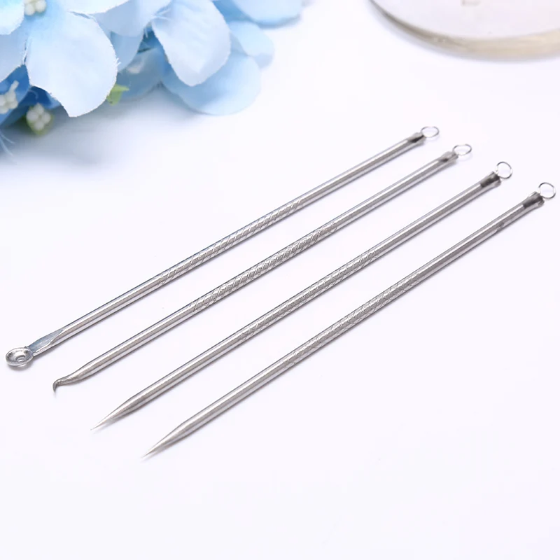 4pc New Blackhead Comedone Acne Pimple Blackhead Remover Tool Needles Facial Pore Cleaner Spoon for Face Skin Care Tool