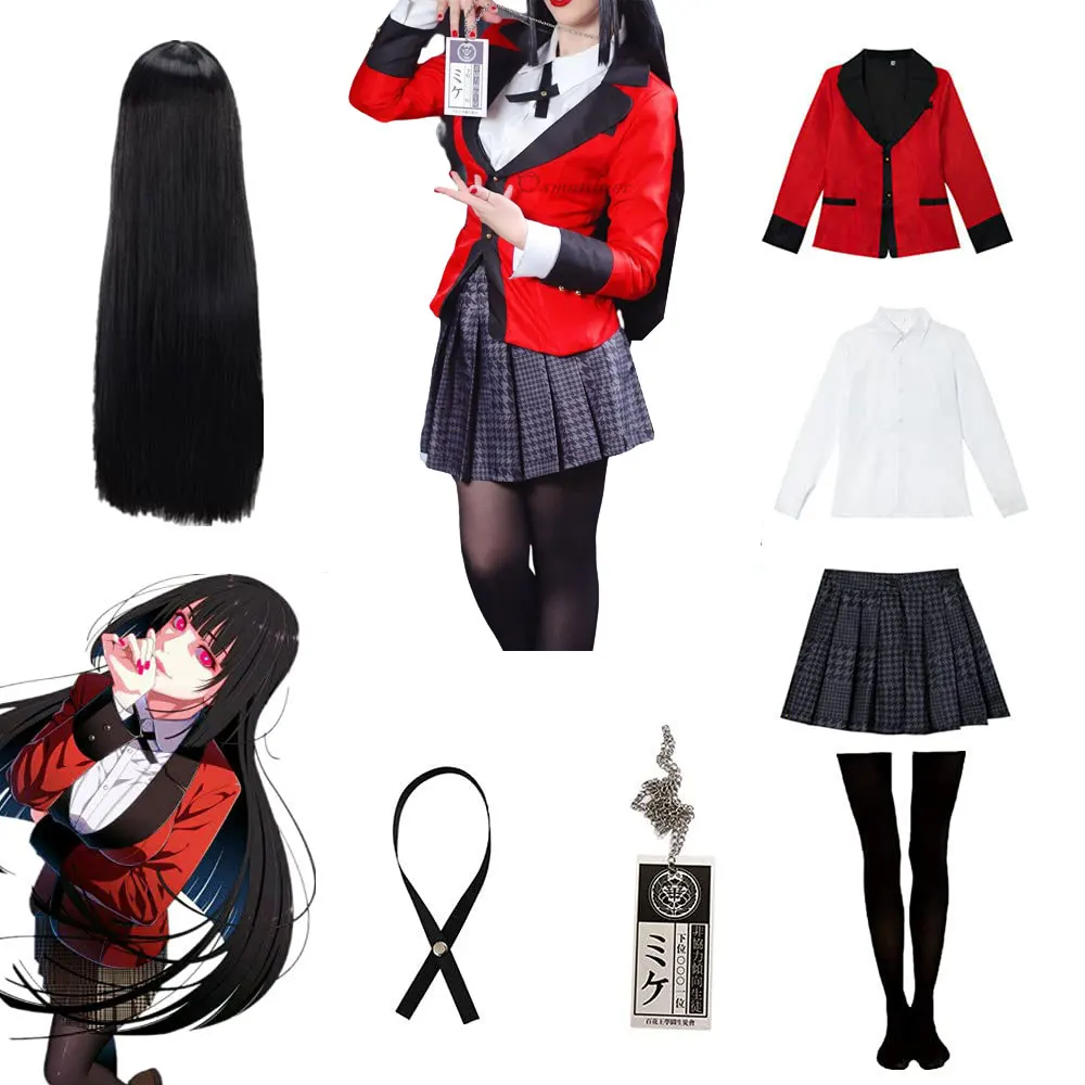 Dziewczyny kobiety mundurek szkolny Anime Kakegurui Cosplay Jabami Momobami Kirari Yumemite stroje JK sukienka