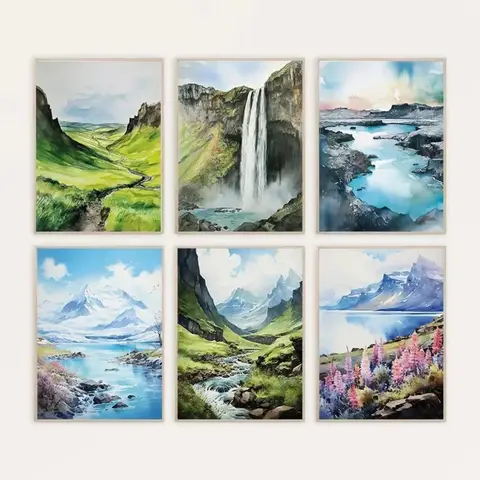 Islândia deserto natureza paisagem cartaz montanha rio mar cachoeira lona arte da parede decoração de casa