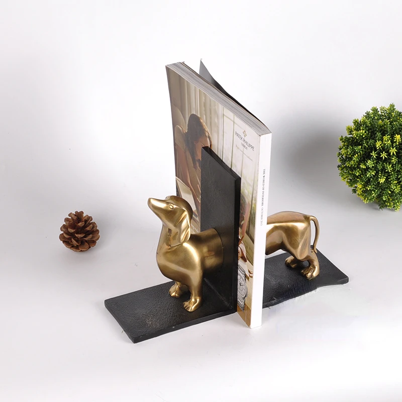 Brass Bookend Book Stand Creative Decoration European High-End Dog Bookend Office Study Decoration