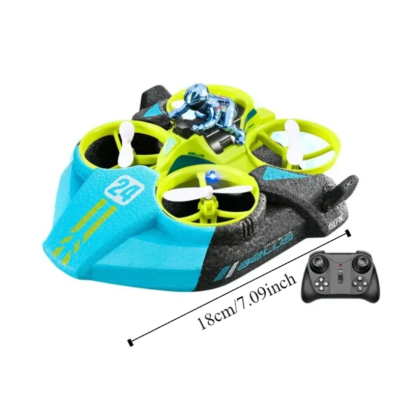 2525- Mini RC Drone Headless Mode Sea Land Air Flight 2.4G Remote Control Quadcopter Boat RC Helicopter Toys Blue