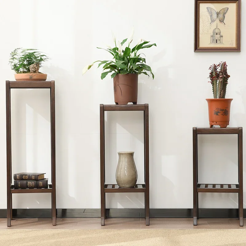 

Полки из массива дерева, многослойный комнатный грецкий орех для гостиной, Китайский цветочный горшок в американском стиле