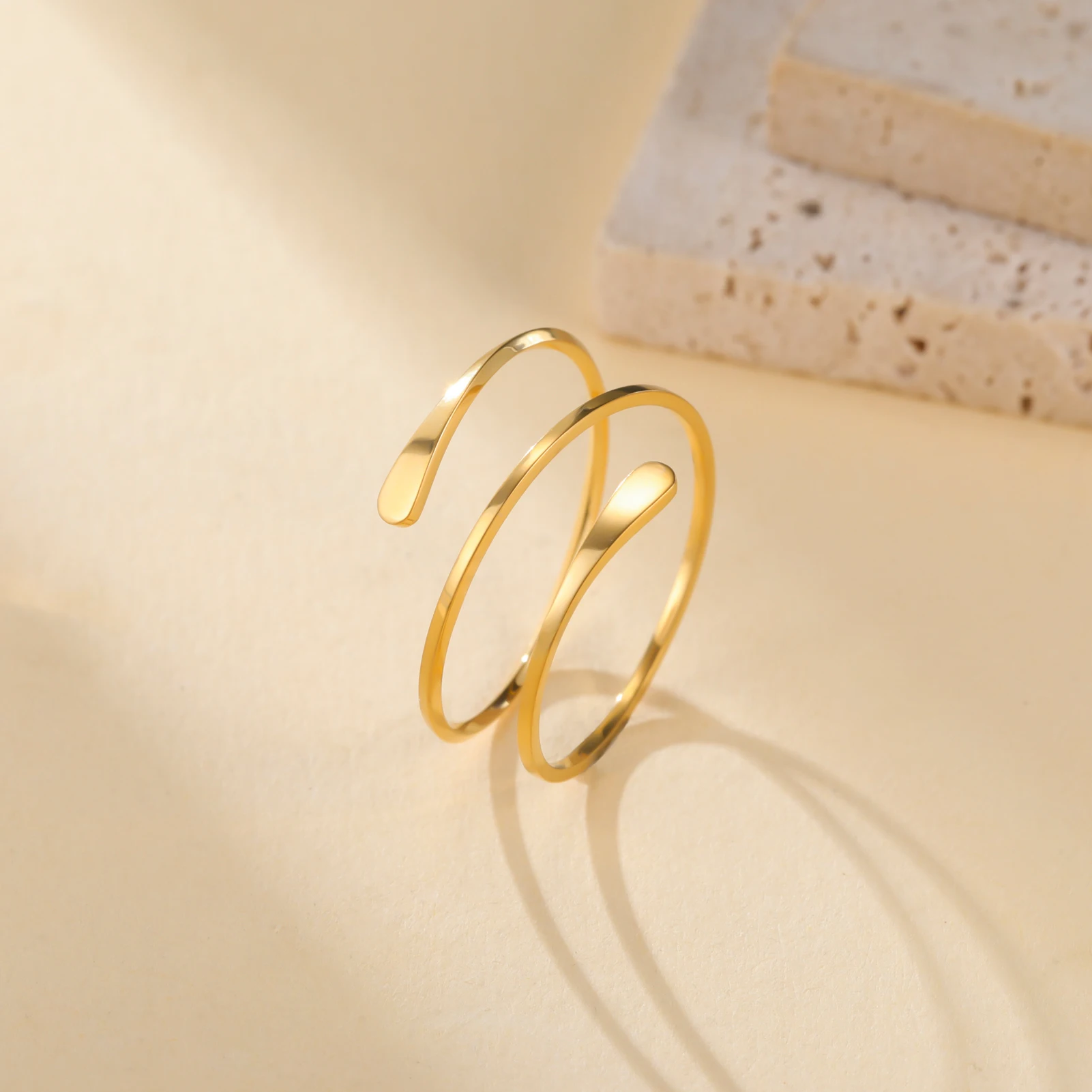 Skyrim Geometrischer Mehrschichtiger Damenring aus Edelstahl, offene Fingerringe, trendiger minimalistischer wasserdichter Schmuck, Geschenke, neu