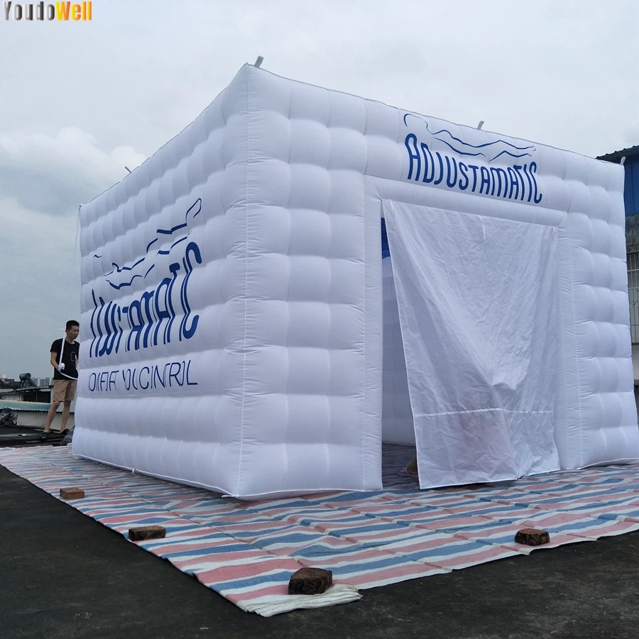 Barraca inflável do cubo do ar para eventos exteriores, hotel branco do casamento, casas do mel, exposição terminada, 3.9m x 3.9m x 2.7m