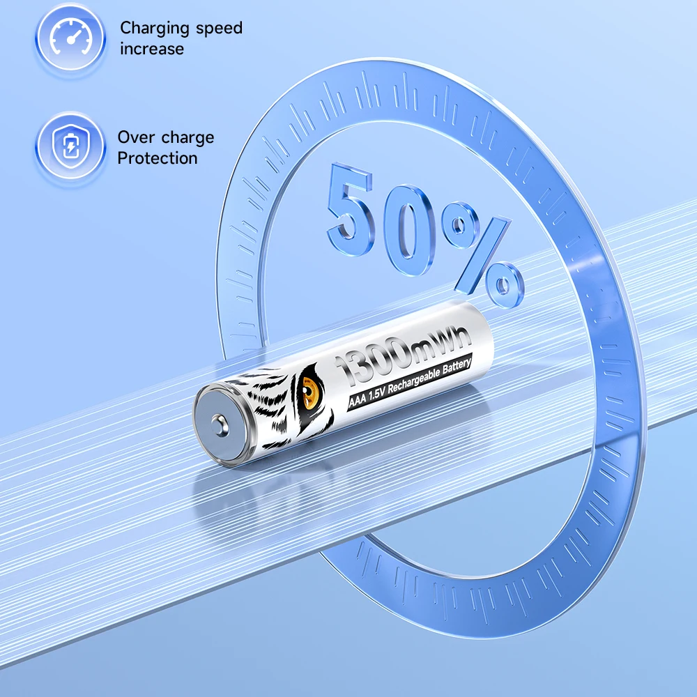 PALO High Capacity 1.5V AAA Rechargeable Battery 1300mWh AAA 1.5V Li-ion Battery LR3 Batteries for Remote Control Wireless Mouse