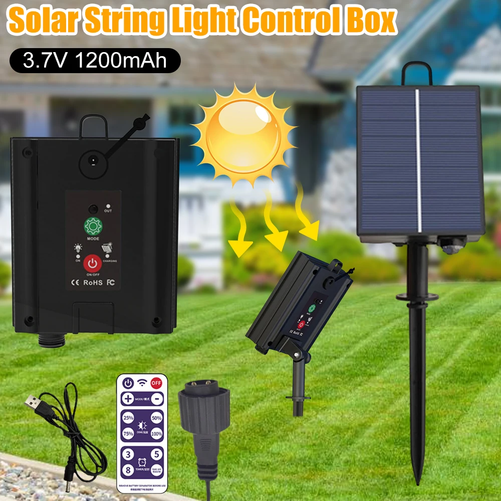 Solar Battery Box Kit Pack 3.7V 1200mAh Solar Panel Controller with Remote Control for 3.7V LED String Strip Lamp DC Charging