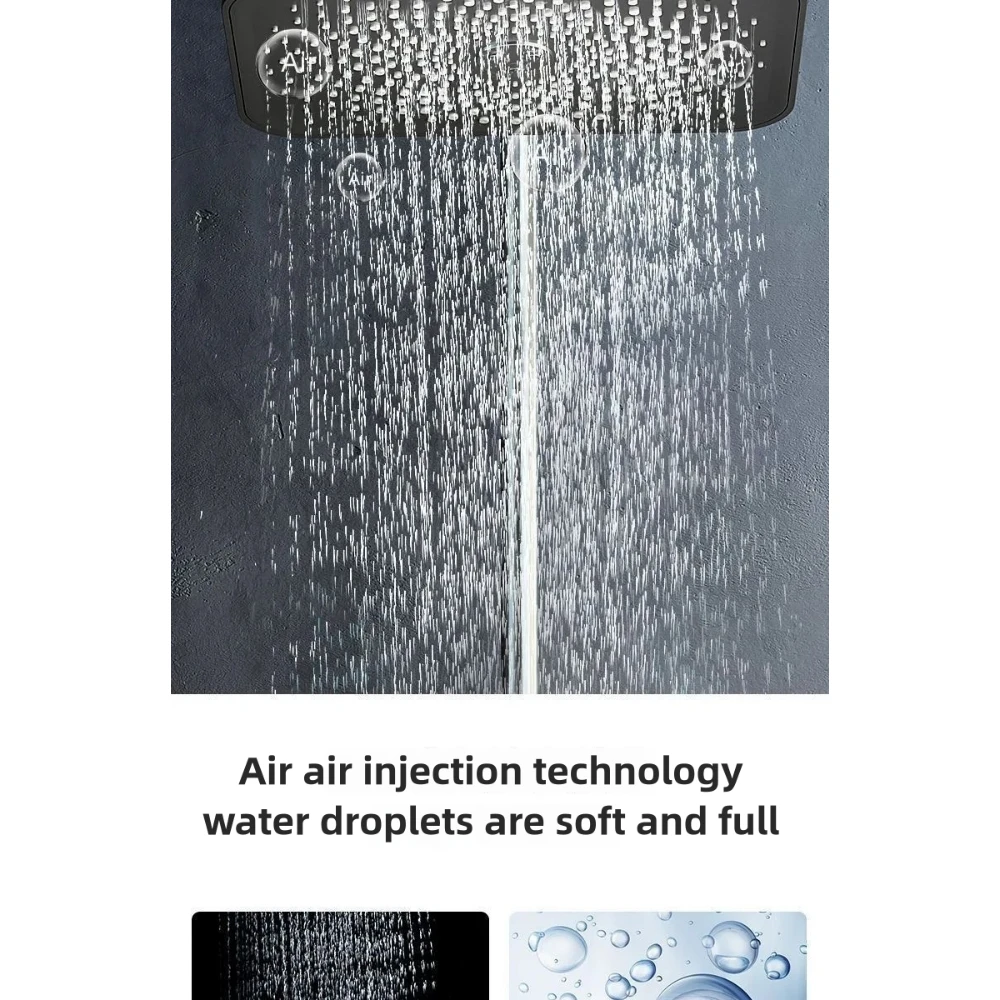 Novo conjunto de torneira do banheiro conjunto chuveiro do banheiro com display led teclas piano banho chuveiro chuva acessórios do banheiro completo