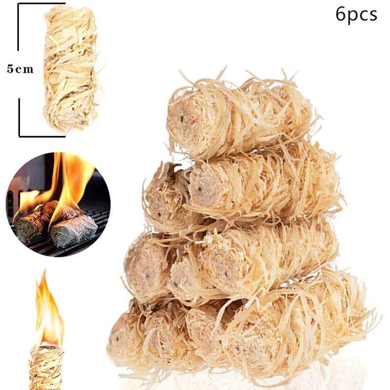 6pcs Fire Starters Odorless Charcoal Starter Sticks Natural Firestarters Sticks for Fireplace Campfires BBQ