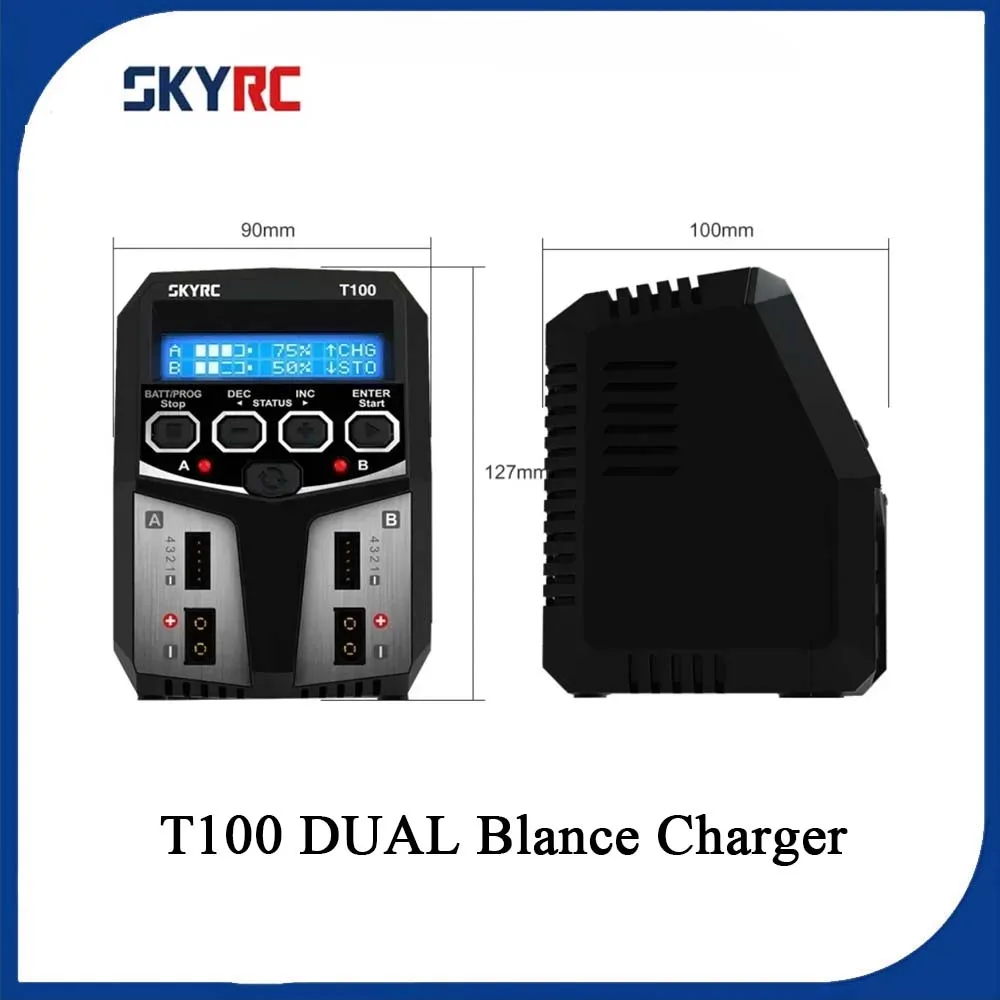 

SKYRC T100 AC Dual Battery Balance Charger 5A 2X50W 2 - 4S Works Well with NiMH NiCd LiPo LiFe Lilon LiHV Pb Batteries